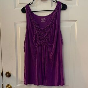 Lane Bryant Deep Purple Ruffle-Front Sleeveless Tank